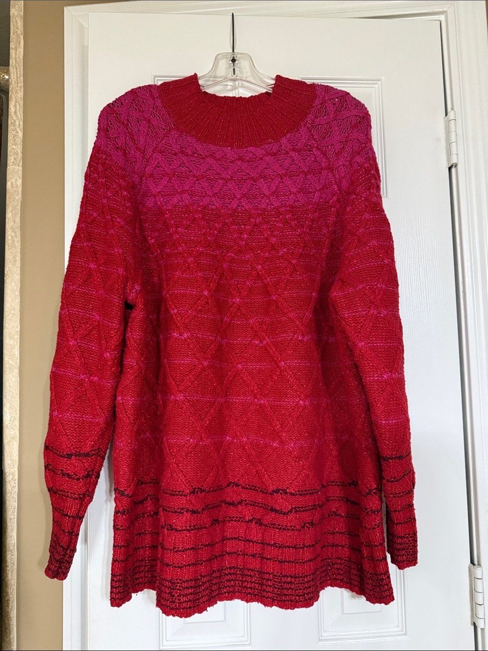 Lane Bryant Red and Pink Knit Sweater